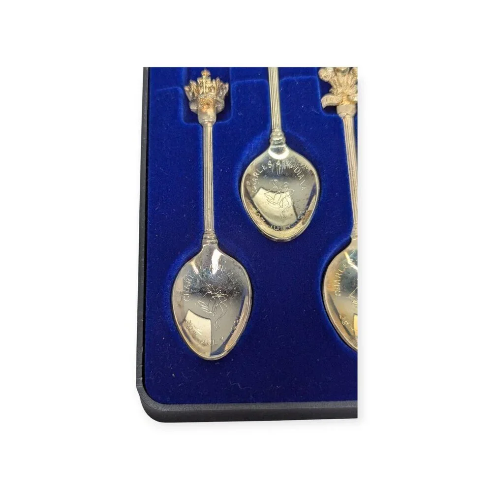 Vintage Exquisite Silver Plated Set of 6 Prince & Princess of Wales 1981 Spoons